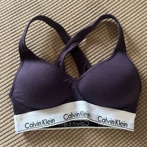 Calvin Klein Purple Bra with Racerback and Molded Cups
